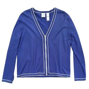 Emma James Liz Claiborne Blue Zip Up Knit Cardigan | Size M | Vintage